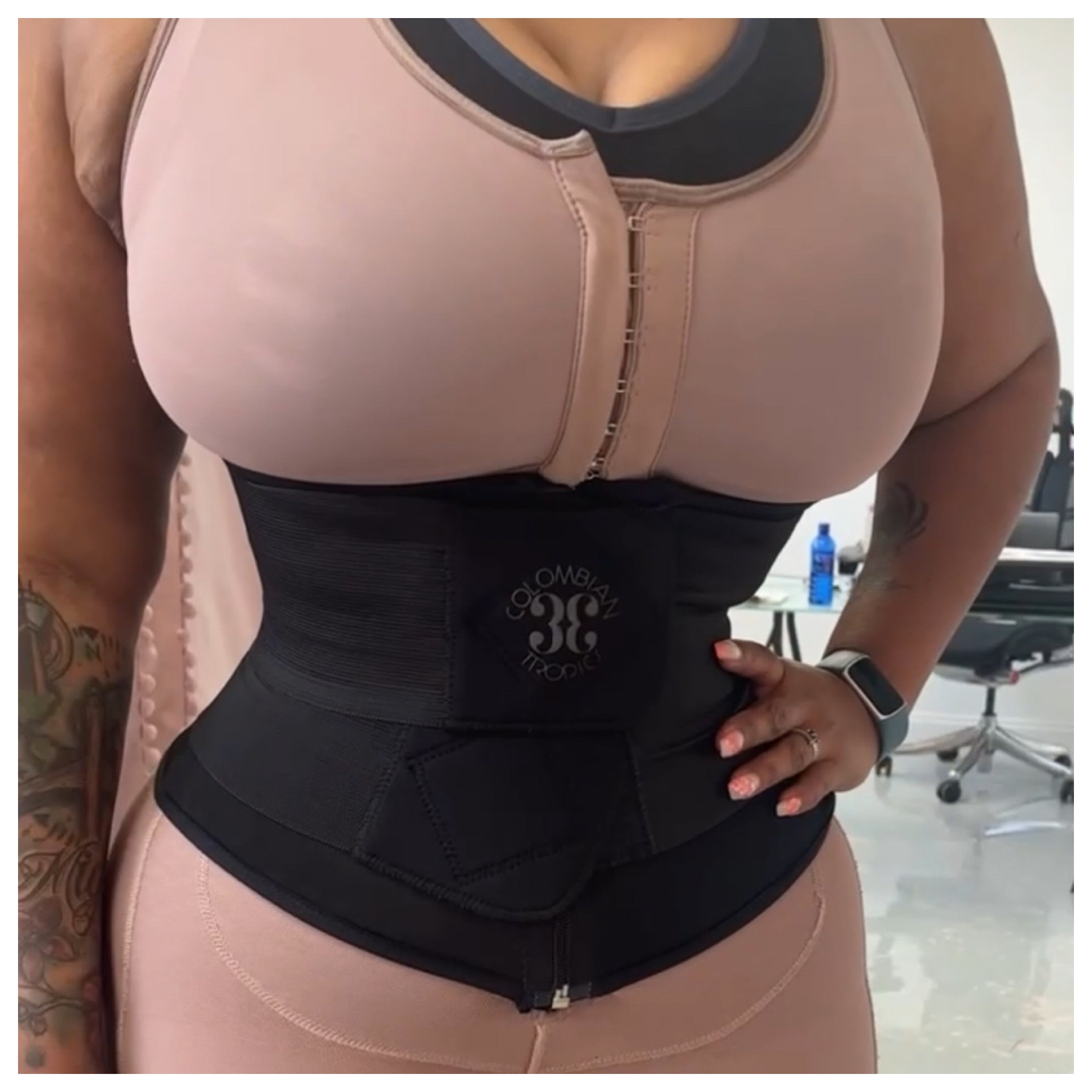 Colombian Double Compression Waist Trainer With Adjustable Zipper